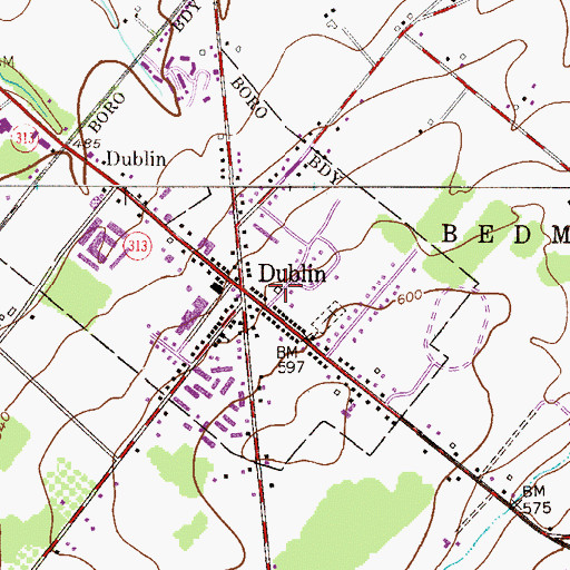 Topographic Map of Dublin Post Office (historical), PA