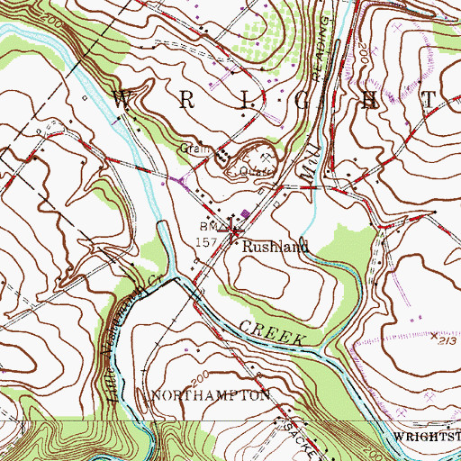 Topographic Map of Rushland Post Office (historical), PA