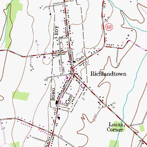 Topographic Map of Richlandtown Post Office (historical), PA