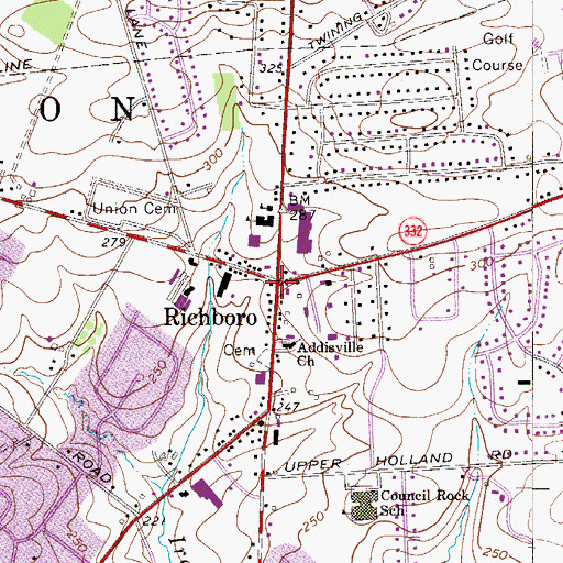 Topographic Map of Richboro Post Office (historical), PA