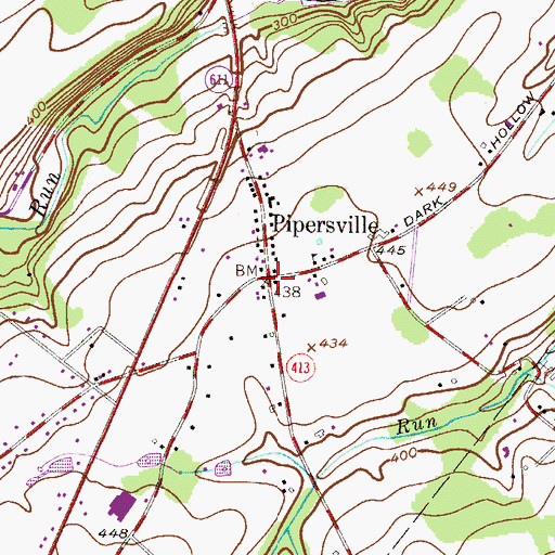 Topographic Map of Pipersville Post Office (historical), PA