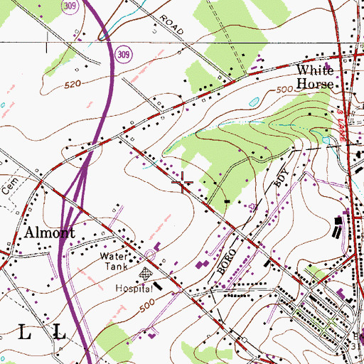 Topographic Map of West Rockhill Elementary School, PA