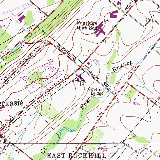 Topographic Map of Glenwood Shopping Center, PA