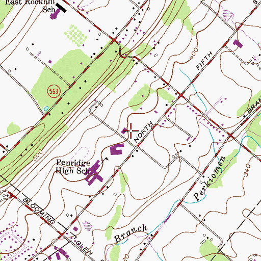 Topographic Map of Pennridge District Education Center, PA