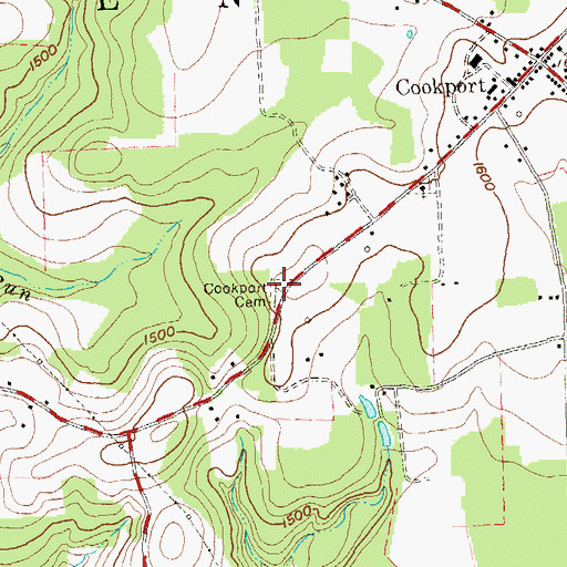 Topographic Map of Cookport Cemetery, PA