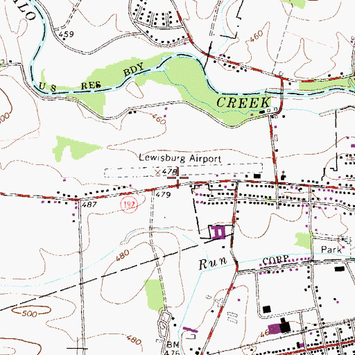 Topographic Map of Saint Johns Church of Christ, PA