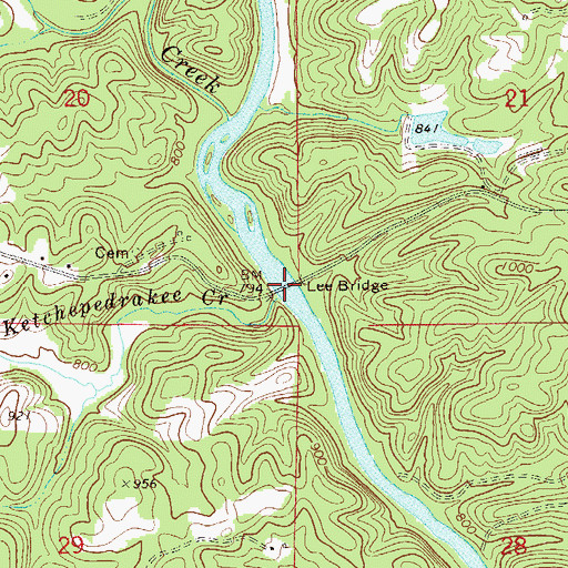 Topographic Map of Lee Bridge, AL