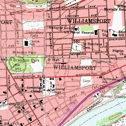 Topographic Map of Bishop Neumann High School, PA