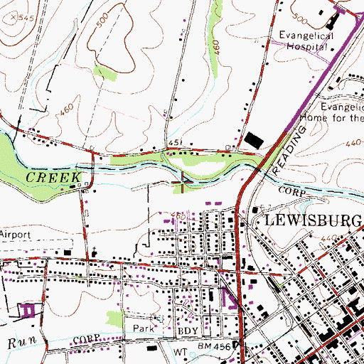 Topographic Map of Mill Race, PA