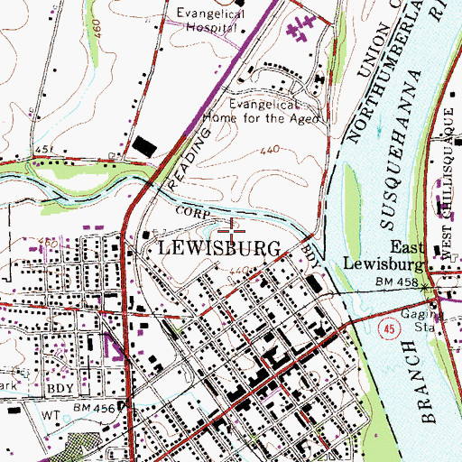 Topographic Map of Saint Anthonys Street Park, PA