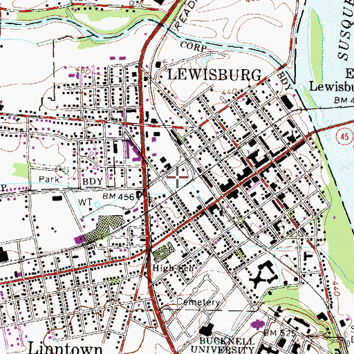Topographic Map of Green Park, PA