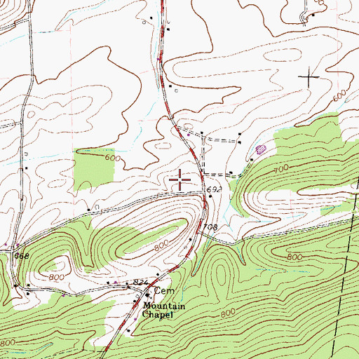 Topographic Map of Shady Grove Christian Church, PA
