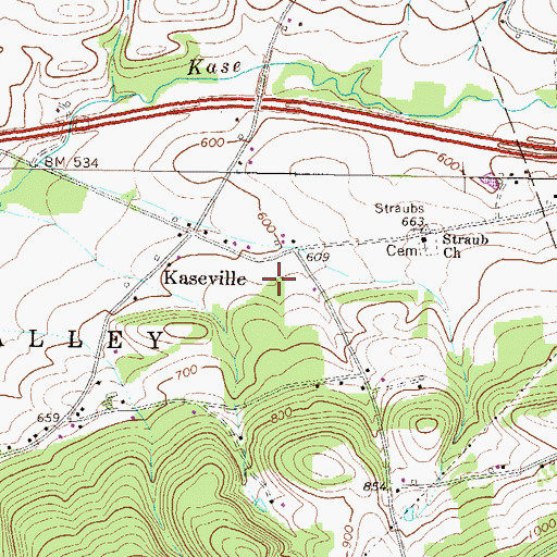 Topographic Map of Wilson Cemetery, PA