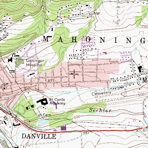 Topographic Map of Danville Alliance Church, PA