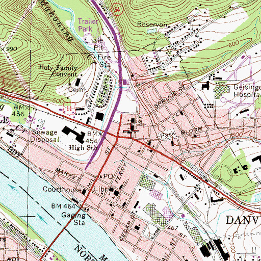 Topographic Map of Saint Josephs School, PA