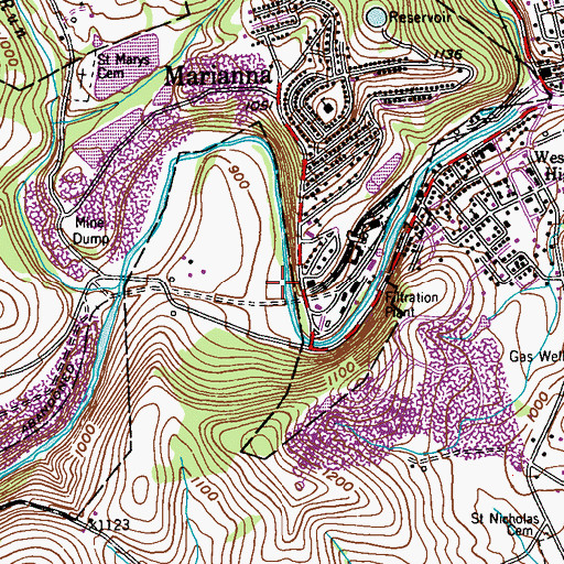 Topographic Map of Horn Run, PA