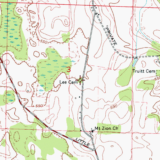 Topographic Map of Lee Cemetery, AL