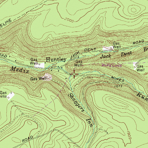 Topographic Map of Shaggers Inn Run, PA