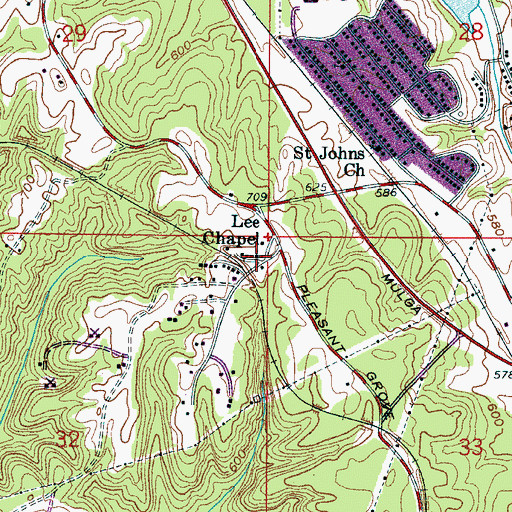 Topographic Map of Lee Chapel, AL