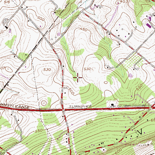 Topographic Map of Pigeon Run, PA