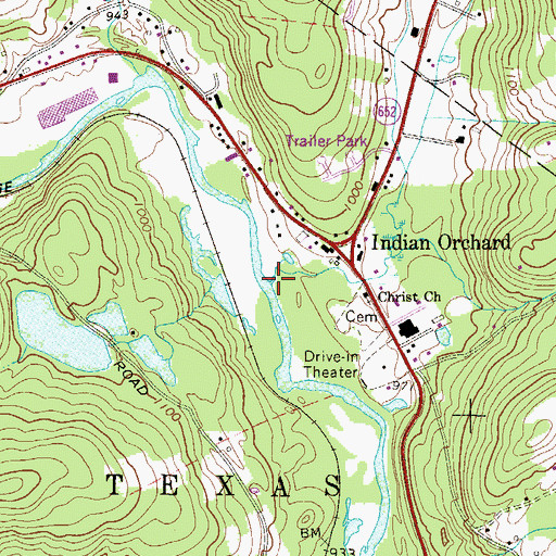 Topographic Map of Indian Orchard Brook, PA