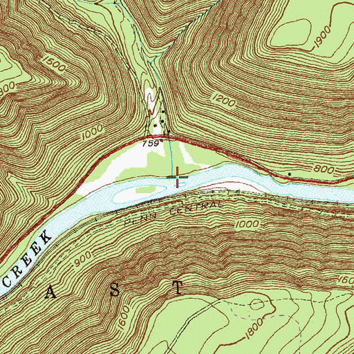 Topographic Map of Montour Run, PA