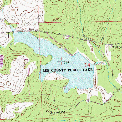 Topographic Map of Lee County Public Lake, AL