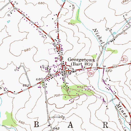 Topographic Map of Bart Post Office, PA