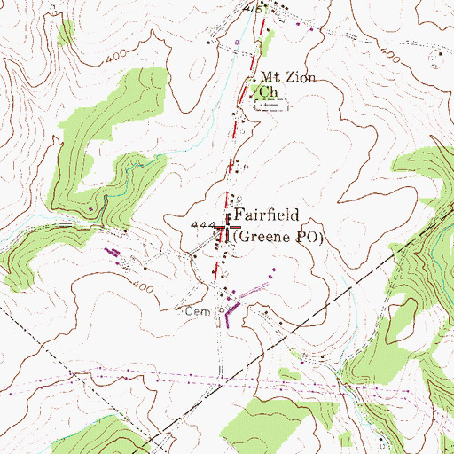 Topographic Map of Greene Post Office, PA