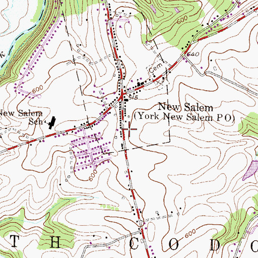 Topographic Map of York New Salem Post Office, PA