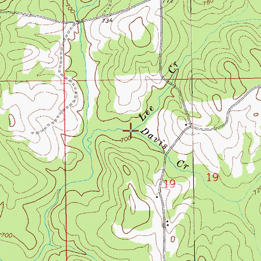 Topographic Map of Lee Creek, AL
