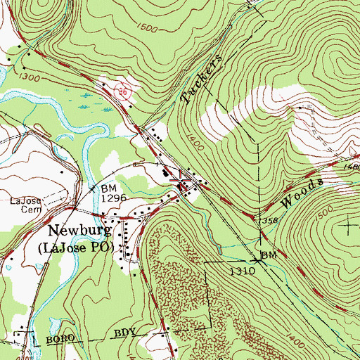 Topographic Map of La Jose Post Office, PA