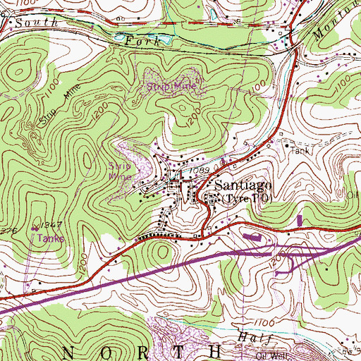 Topographic Map of Tyre Post Office, PA