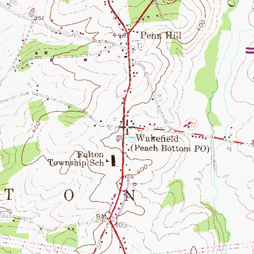 Topographic Map of Peach Botton Post Office, PA