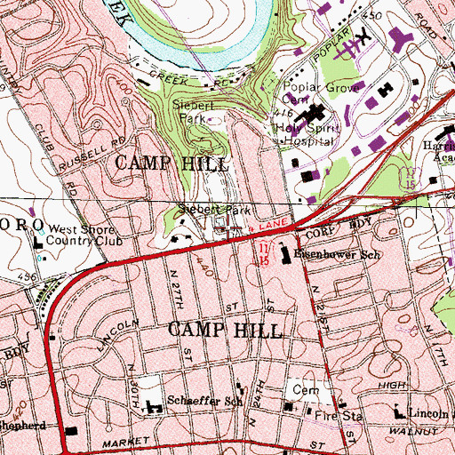 Topographic Map of Siebert Park, PA