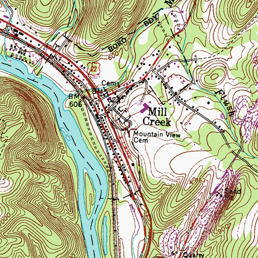 Topographic Map of Mountainview Cemetery, PA