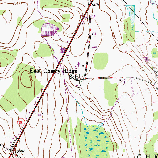 Topographic Map of East Cherry Ridge School, PA