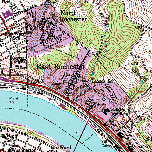 Topographic Map of East Rochester, PA
