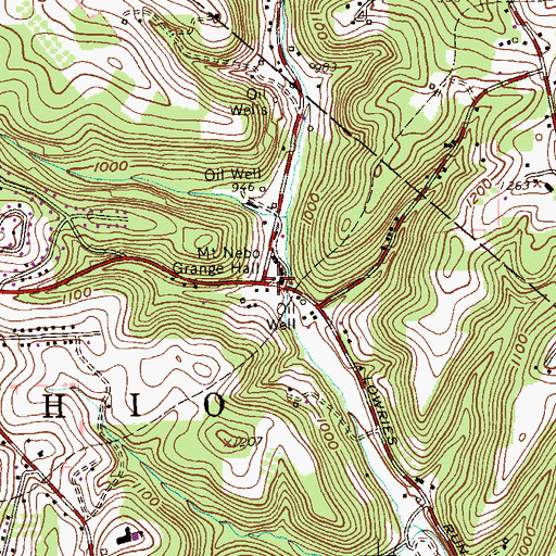 Topographic Map of Mount Nebo Grange Hall, PA
