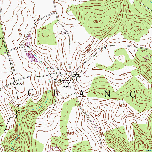 Topographic Map of Trinity School, PA
