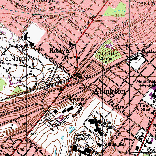 Topographic Map of Hillside (historical), PA