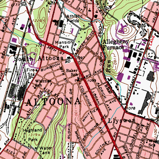 Topographic Map of Baker Elementary School, PA