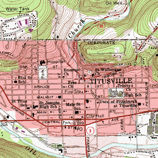 Topographic Map of Main Street Elementary School, PA