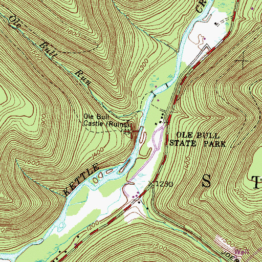 Topographic Map of Nordjeuskald, PA