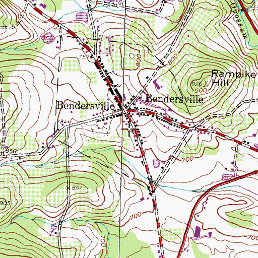 Topographic Map of Borough of Bendersville, PA