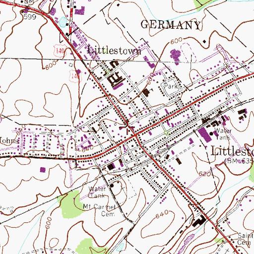 Topographic Map of Borough of Littlestown, PA