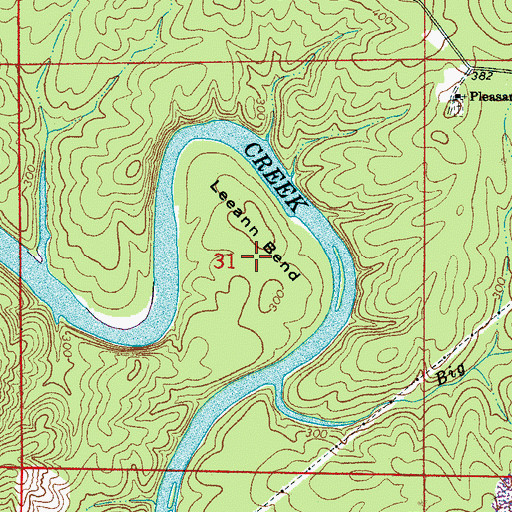 Topographic Map of Leeann Bend, AL