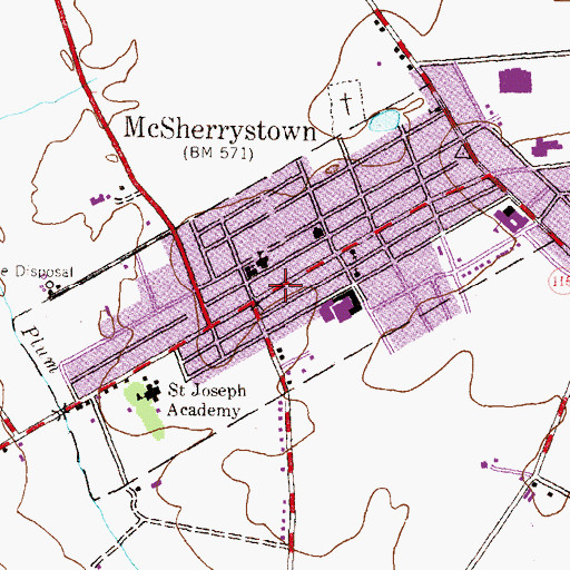 Topographic Map of Borough of McSherrystown, PA