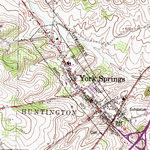 Topographic Map of Borough of York Springs, PA