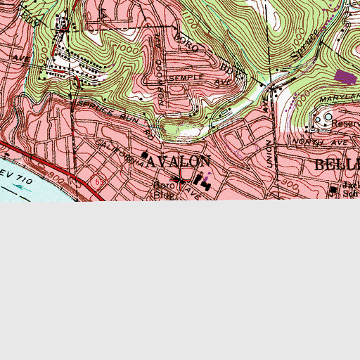 Topographic Map of Borough of Avalon, PA